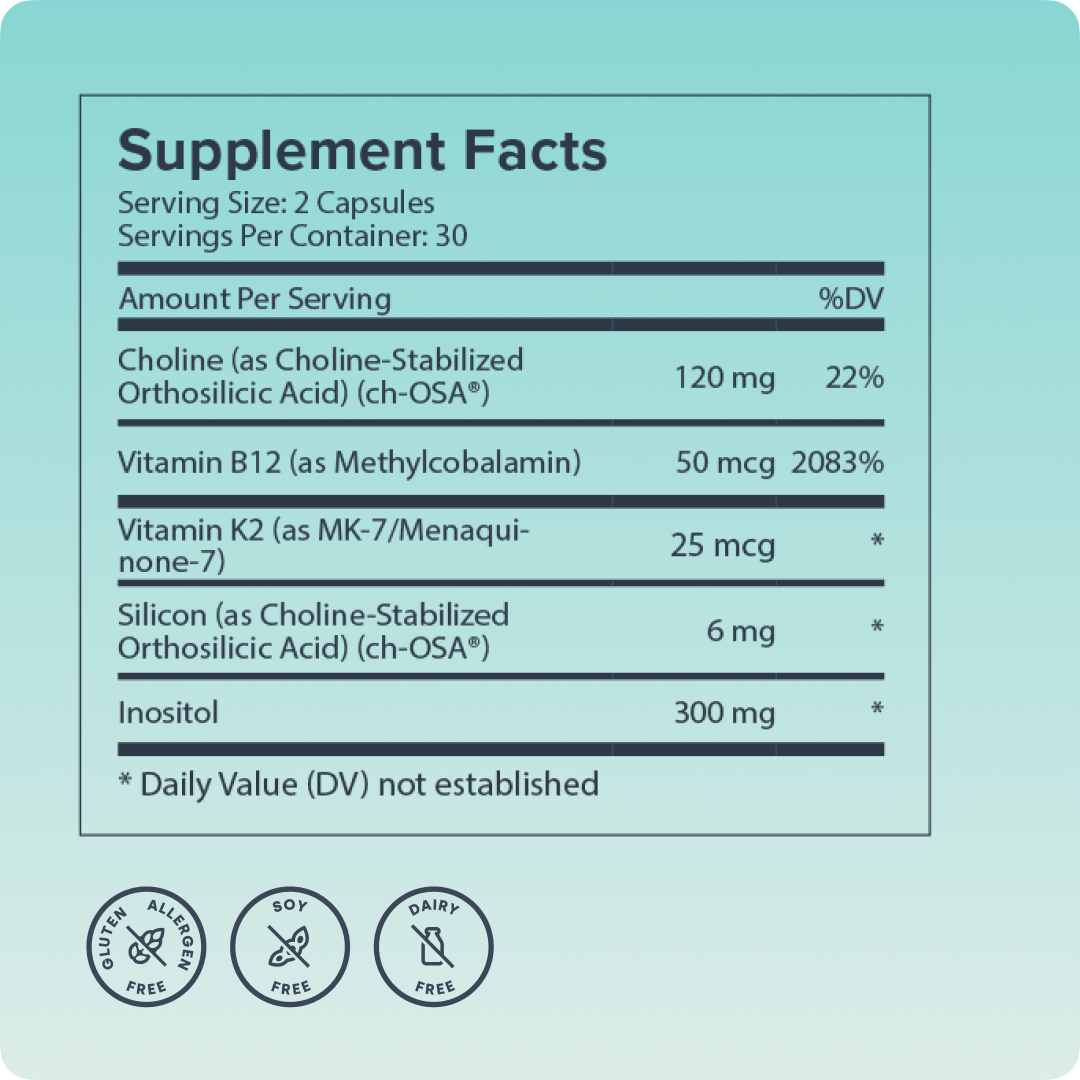 Biosil Advanced Bone Support supplement facts panel